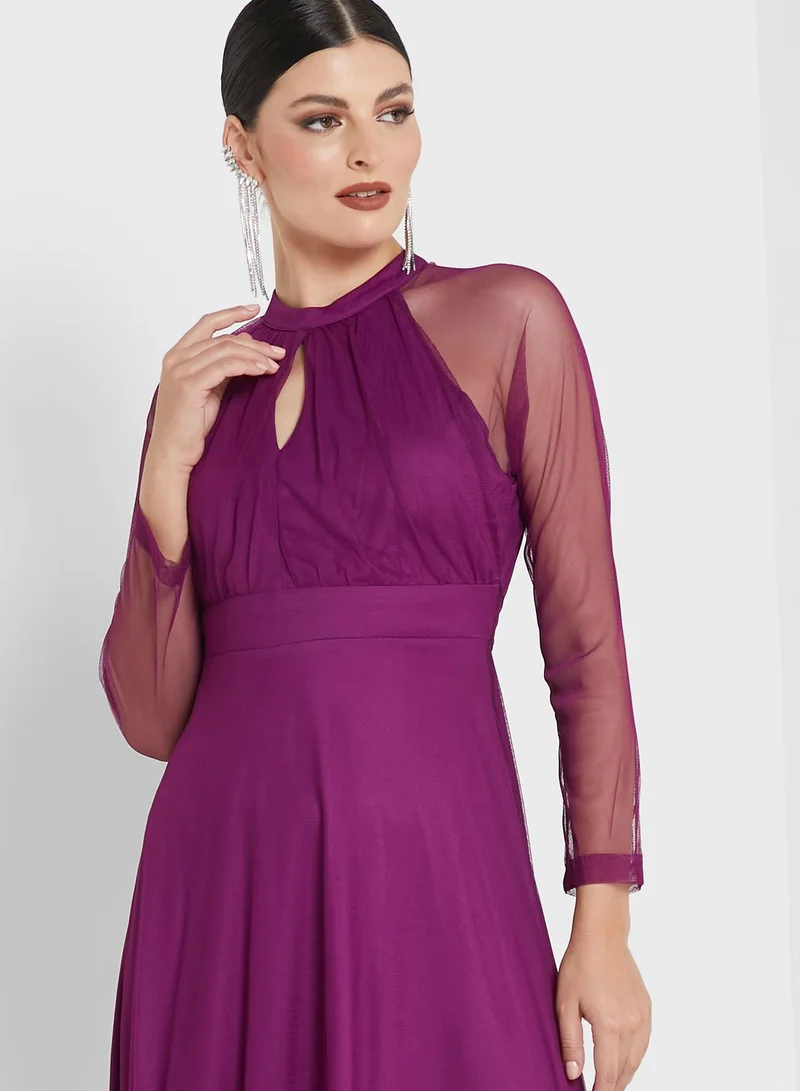 Khizana Keyhole Neck Flared Dress