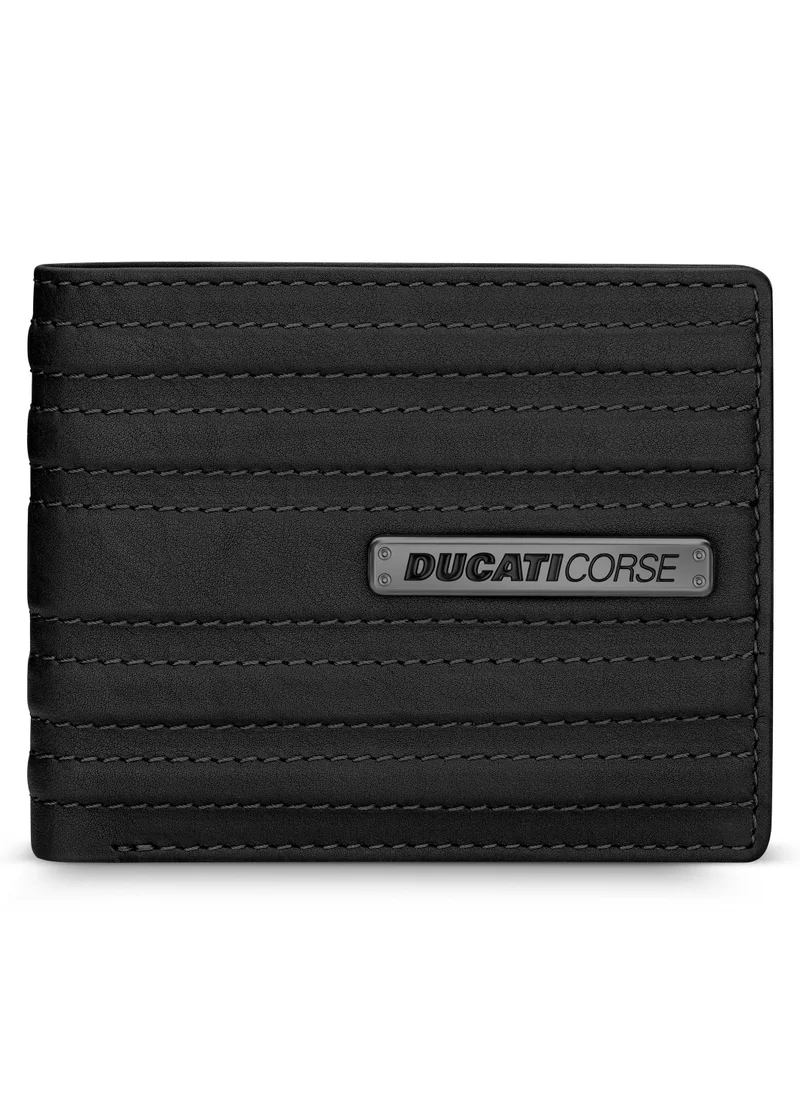 Ducati Corse Linea Black Genuine Leather Wallet For Men