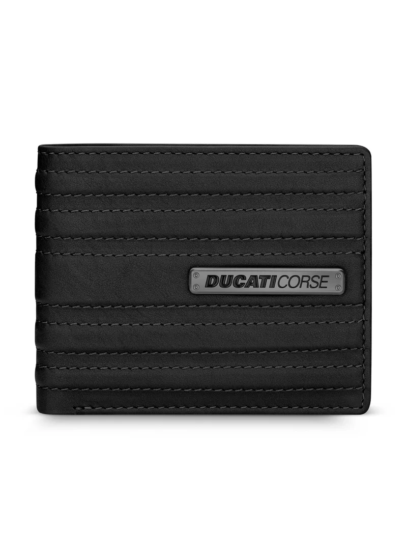 Ducati Corse Linea Black Genuine Leather Wallet For Men