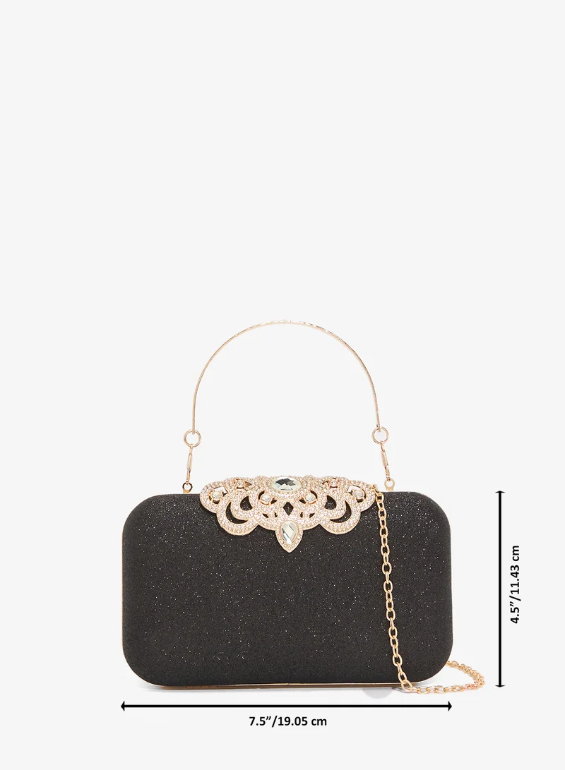 Khizana Black Gold Accent Detailed Diamonte Embellished Bag for Women | Best Price UAE