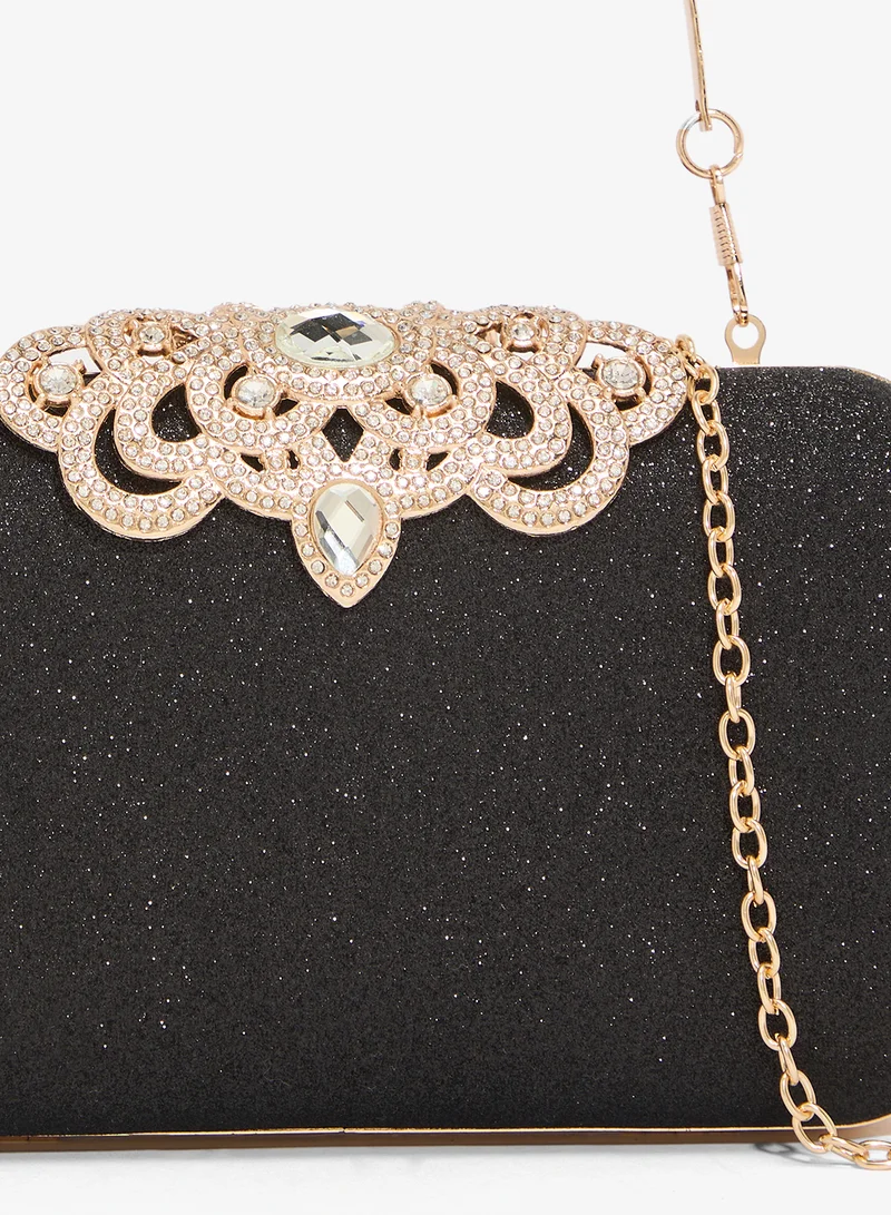 Khizana Black Gold Accent Detailed Diamonte Embellished Bag for Women | Best Price UAE