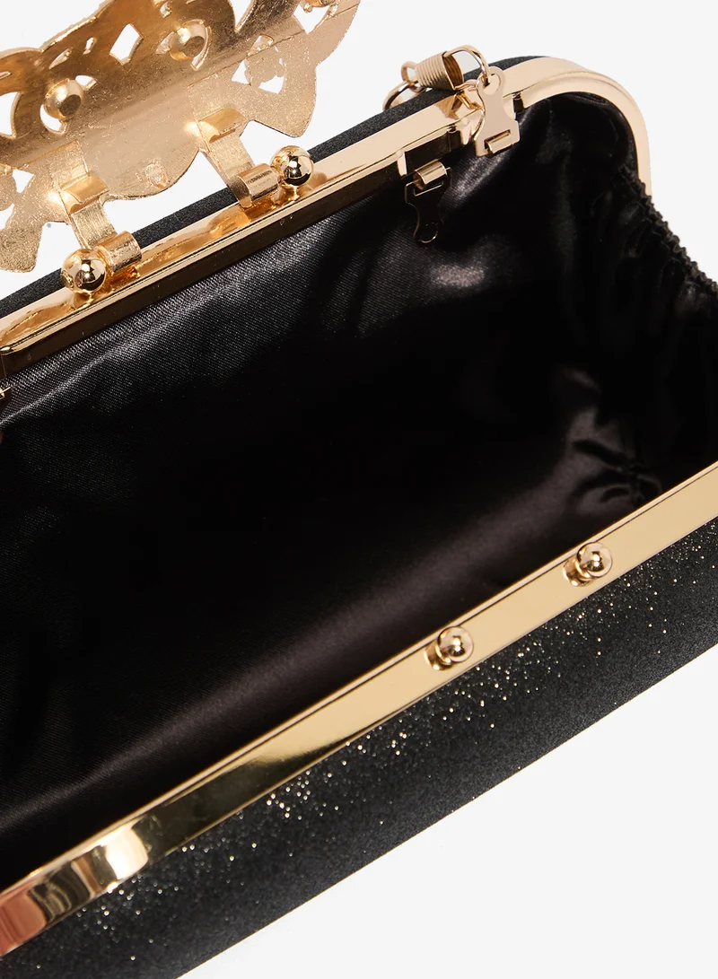 Khizana Black Gold Accent Detailed Diamonte Embellished Bag for Women | Best Price UAE