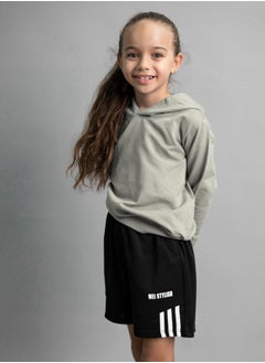 Kids unisex Hooded Sweatshirt - Solid Grey Long Sleeve Hoodie