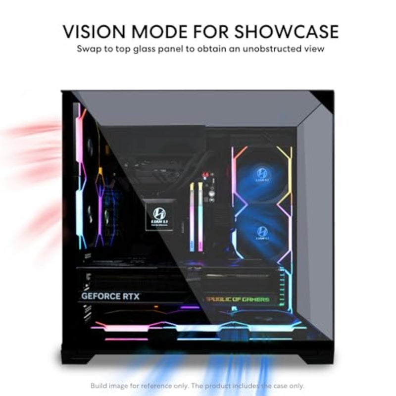 حقيبة كمبيوتر ATX متوسطة الحجم للألعاب، لوحة جانبية من الزجاج المقسى، أسود، تصميم محسّن لتدفق الهواء مع دعم إدارة الكابلات الخلفية - Image 5