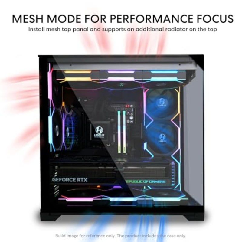 حقيبة كمبيوتر ATX متوسطة الحجم للألعاب، لوحة جانبية من الزجاج المقسى، أسود، تصميم محسّن لتدفق الهواء مع دعم إدارة الكابلات الخلفية - Image 4