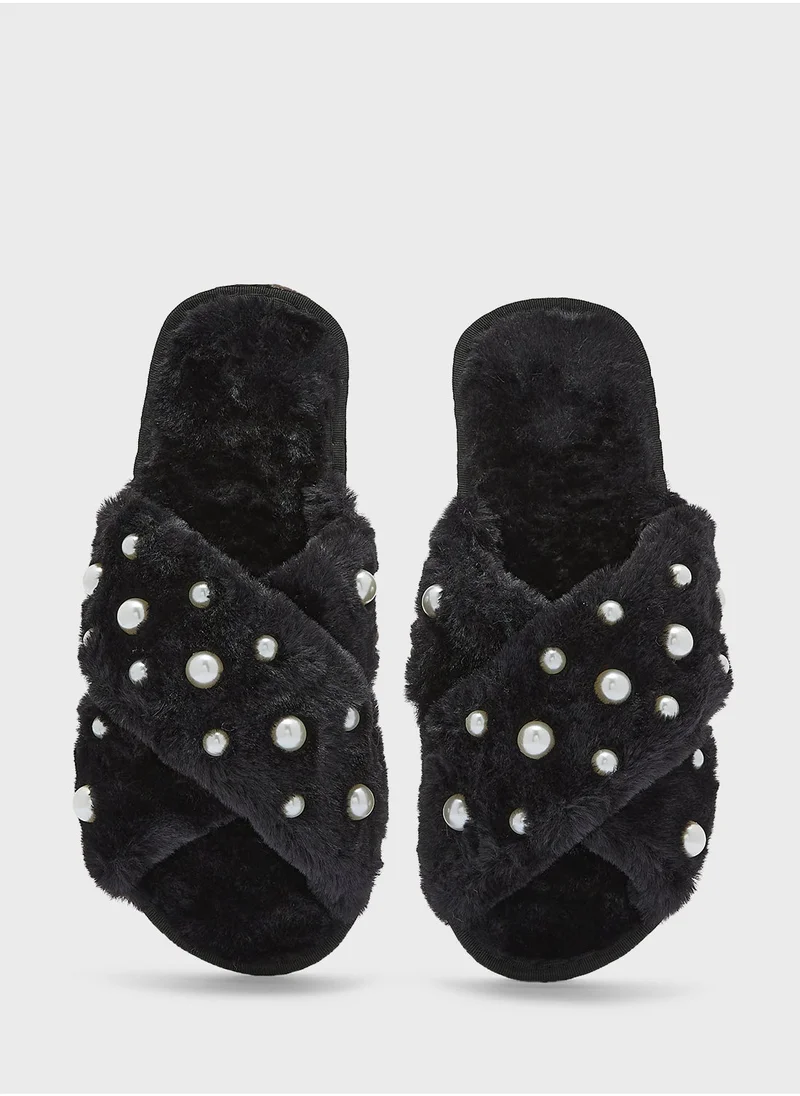 Ginger Pearl Cross Over Bedroom Slippers