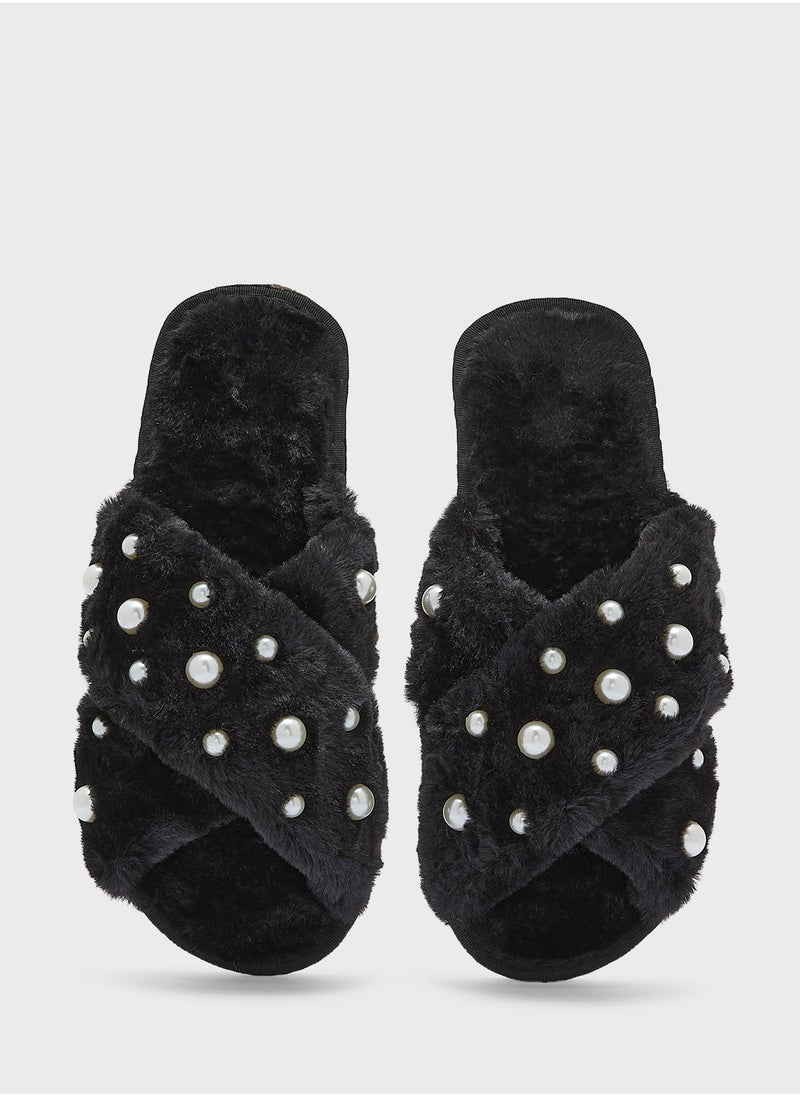 Ginger - Pearl Cross Over Bedroom Slippers - Image 1