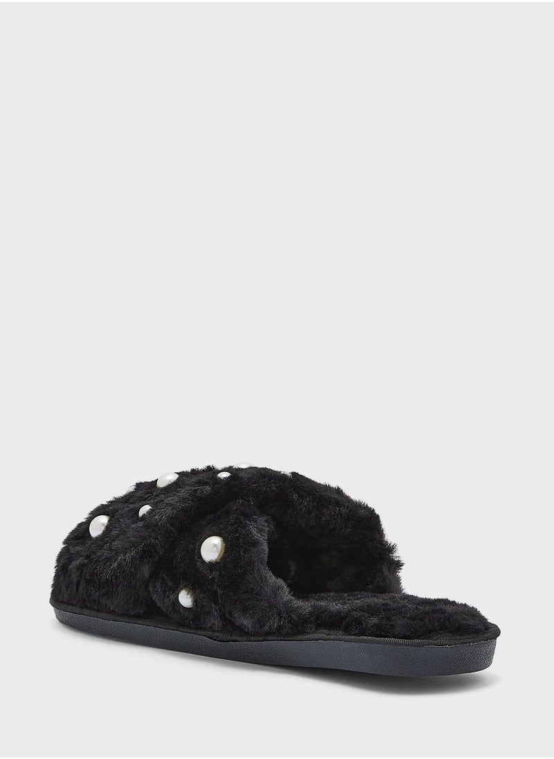 Ginger - Pearl Cross Over Bedroom Slippers - Image 1