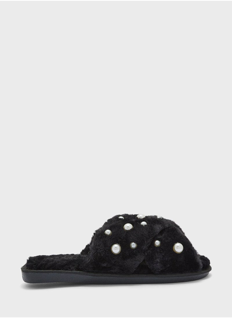 Ginger - Pearl Cross Over Bedroom Slippers - Image 1