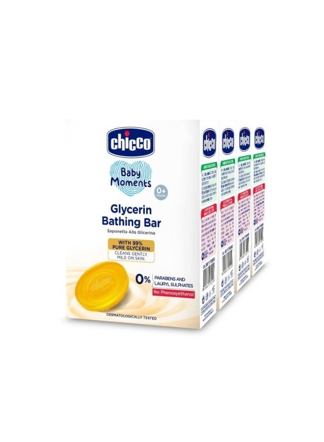 Chicco Baby Moments Glycerin Bathing Bar with 99% Pure Glycerin 300g (pack of 4) - Image 1