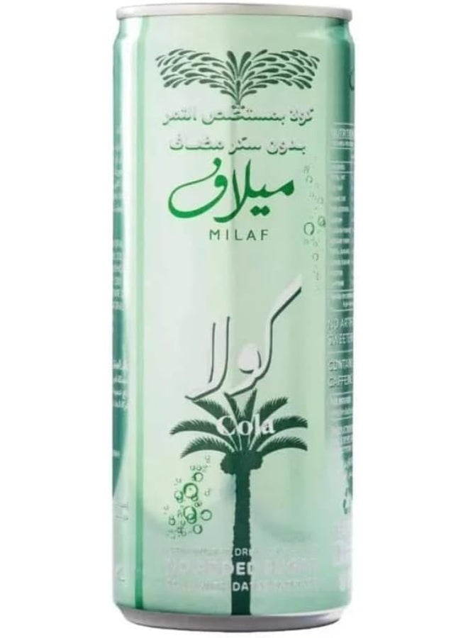 Milaf Cola Carbonated Drink No Added Sugar with Dates Extract 240ml - Image 1