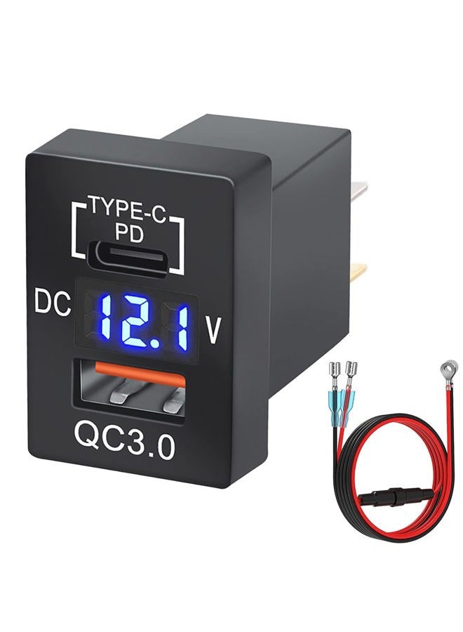 Cllena Quick Charge 3.0 & PD USB C Dual USB Port Charger Socket Power Adapter for Toyota - Image 1