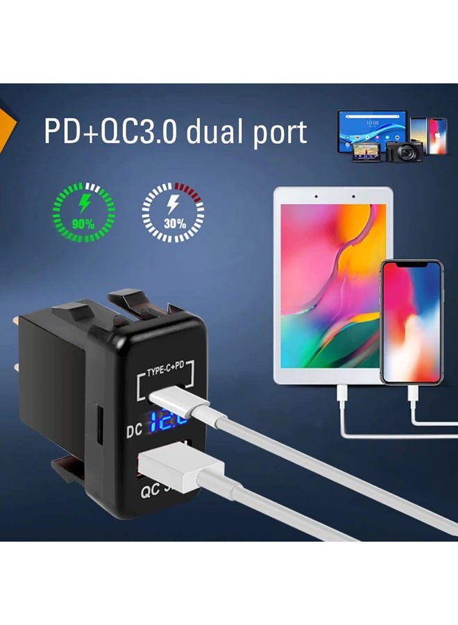 Cllena Quick Charge 3.0 & PD USB C Dual USB Port Charger Socket Power Adapter for Toyota - Image 2