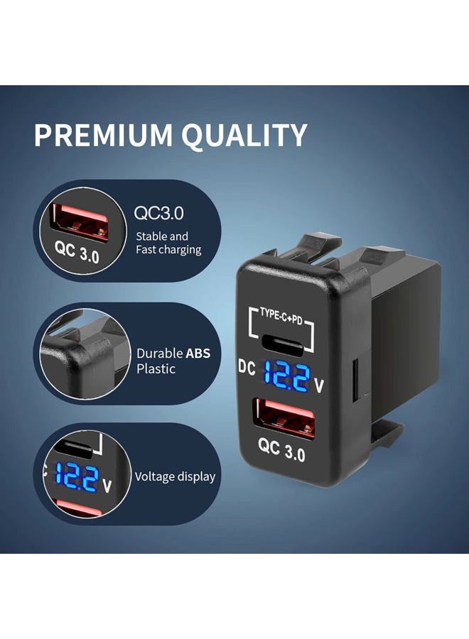 Cllena Quick Charge 3.0 & PD USB C Dual USB Port Charger Socket Power Adapter for Toyota - Image 4