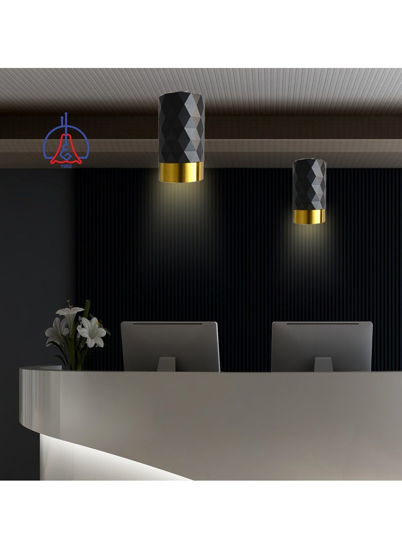 AL SALHIYA LIGHTING Surface Mounted Spotlight Frame GU10 - Black/Gold - Image 1