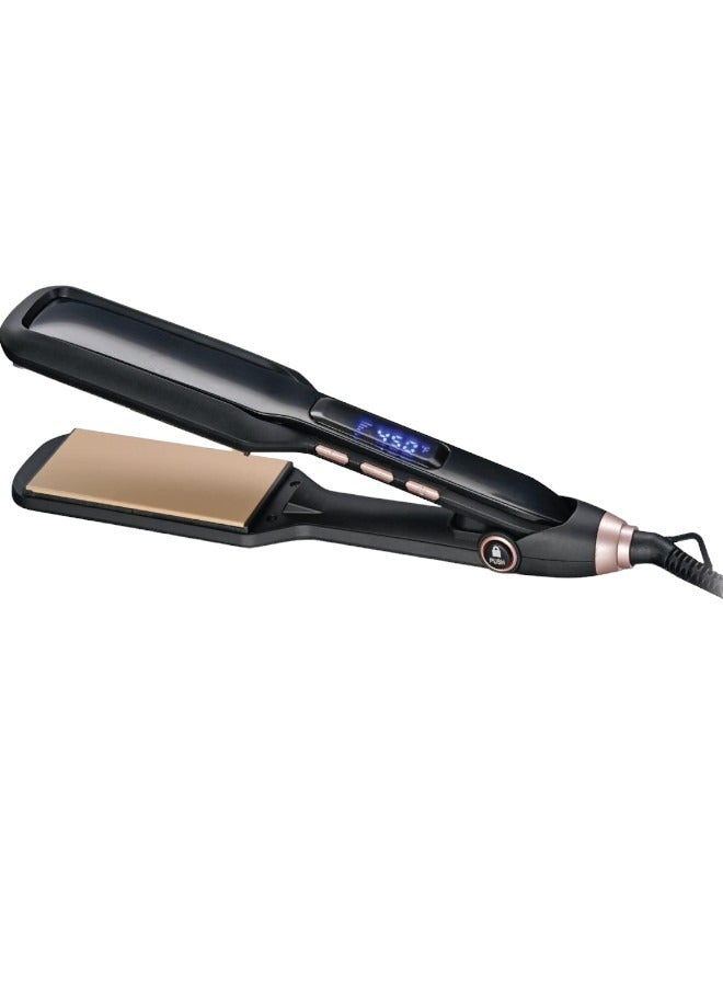 Ceramic Hair Straightener, Wet And Dry Hair Straightener With Temperature Control Functions - 82W, Black/Gold