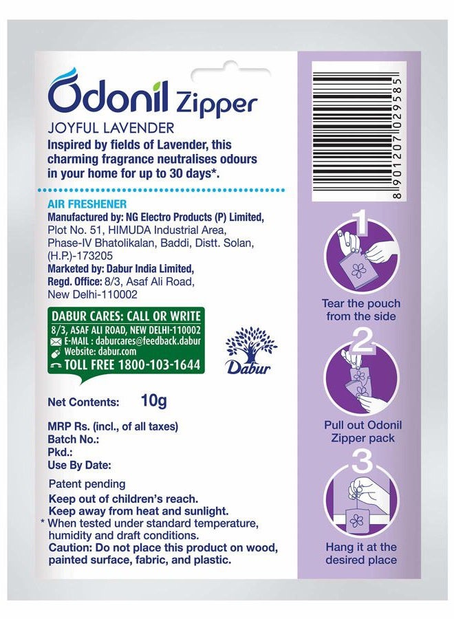 Odonil Bathroom Air Freshner Zipper (Joyful Lavender) - 10g | Instant & Long Lasting Fragrance | Lasts upto 30 days | Germ Protection - Image 2