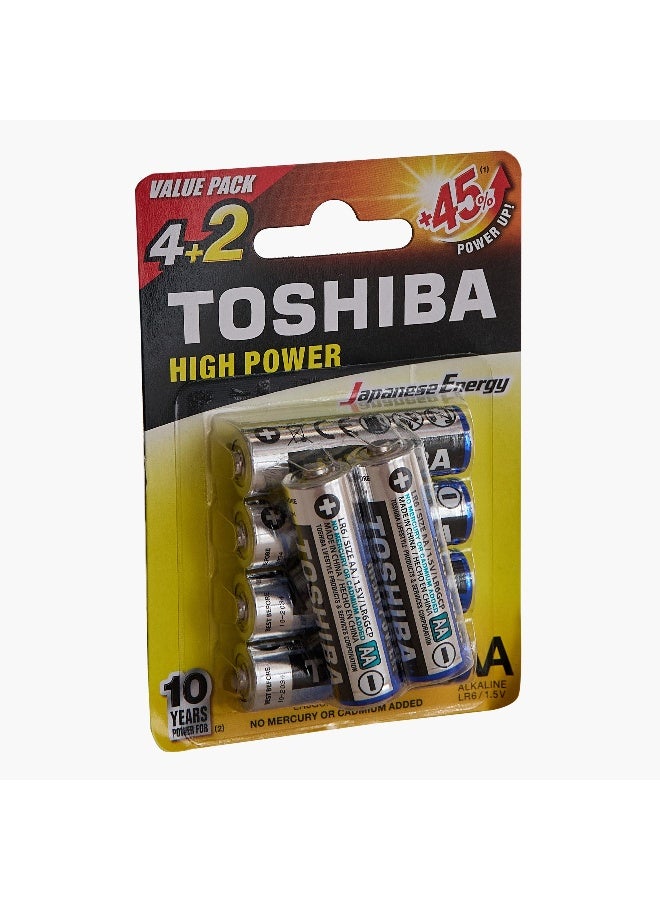 Toshiba 6-Piece AA High Power Alkaline Battery Set - Image 4