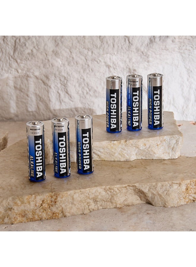 Toshiba 6-Piece AA High Power Alkaline Battery Set - Image 1