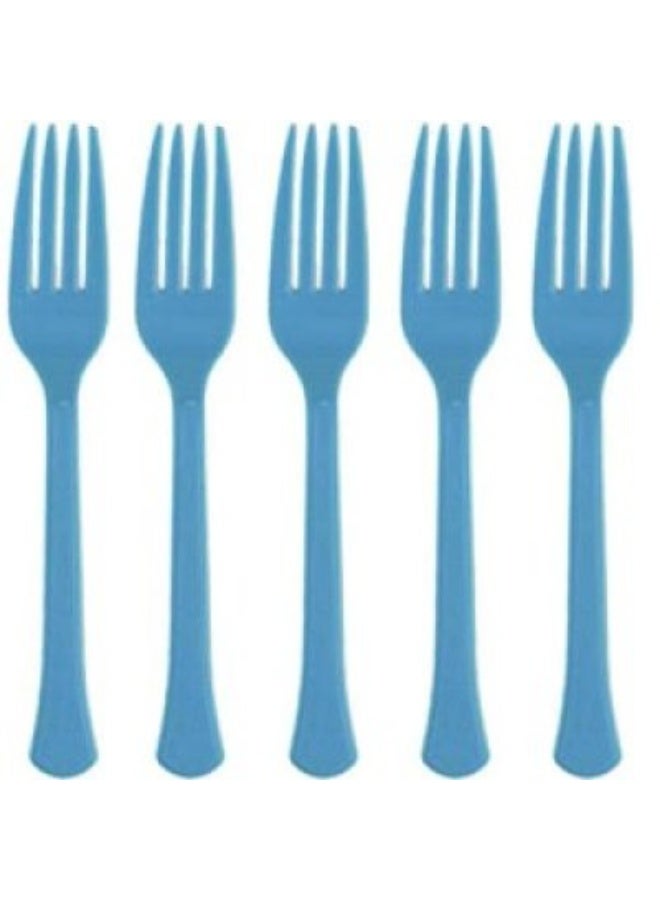 Powder Blue Plastic Forks 20 Pcs