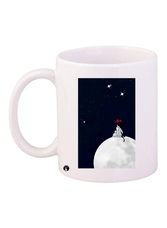 Moon Printed Coffee Mug White/Blue/Red 11ounce