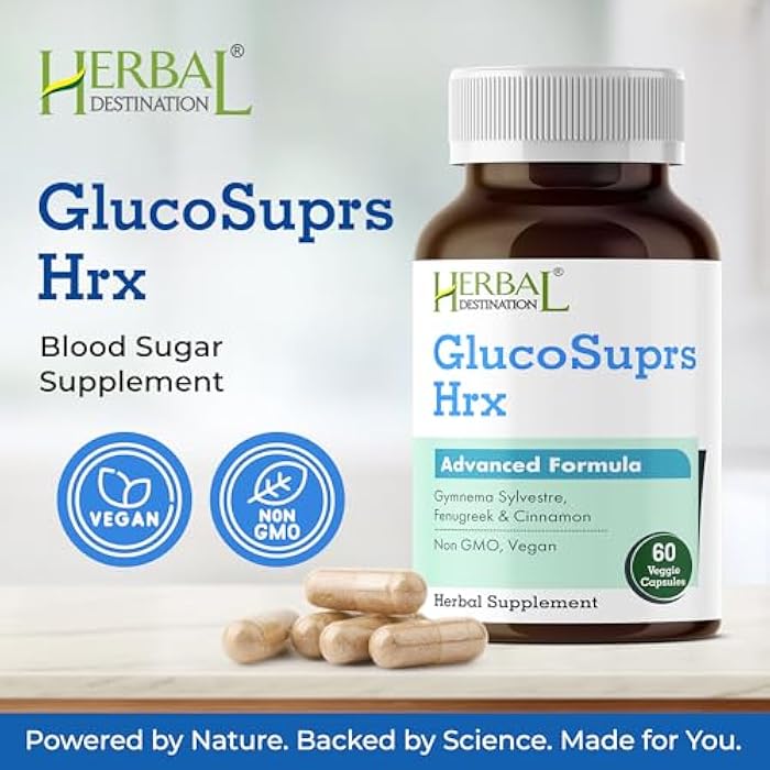GlucoSuprs Hrx - Gymnema, Bitter Melon, Salacia, Fenugreek, Cinnamon and Jambolan - 60 Capsules - Image 2