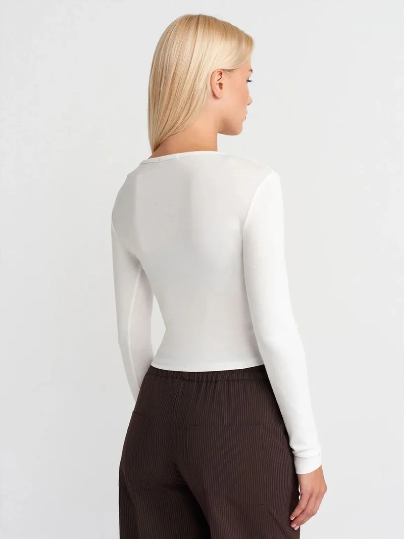 Dilvin DILVIN Slim Fit Long Sleeve Jersey Blouse