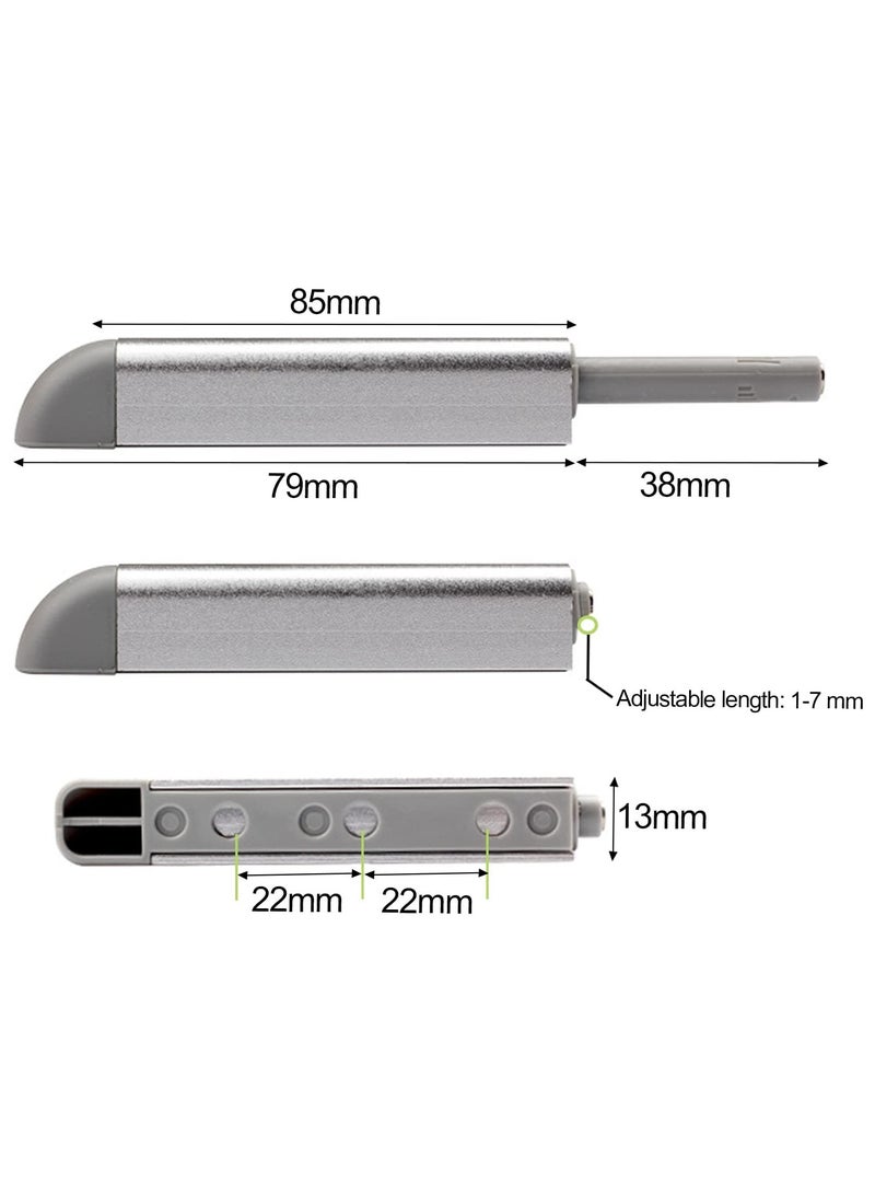 CMGTYYD 6 Pack Magnetic Touch Latch, Magnetic Door Catch Push to Open Latch Adjustable Magnetic Cabinet Closures Release Catches Damper for Kitchen Closet Wardrobe Cupboard Cabinet Door Wardrobe (Silver) - Image 2