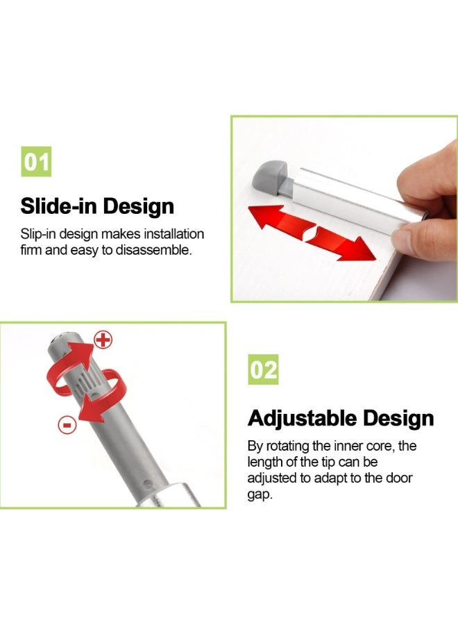 CMGTYYD 6 Pack Magnetic Touch Latch, Magnetic Door Catch Push to Open Latch Adjustable Magnetic Cabinet Closures Release Catches Damper for Kitchen Closet Wardrobe Cupboard Cabinet Door Wardrobe (Silver) - Image 4