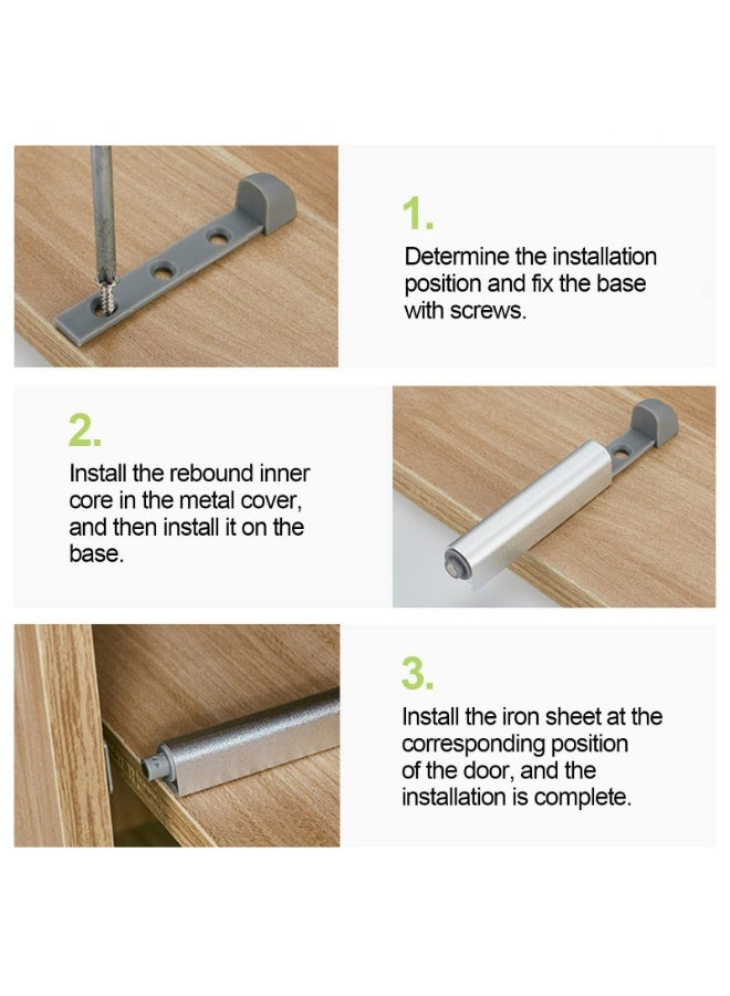 CMGTYYD 6 Pack Magnetic Touch Latch, Magnetic Door Catch Push to Open Latch Adjustable Magnetic Cabinet Closures Release Catches Damper for Kitchen Closet Wardrobe Cupboard Cabinet Door Wardrobe (Silver) - Image 5