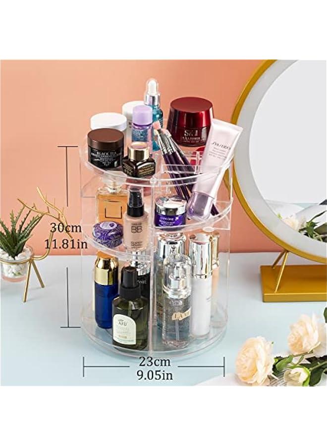 Arabest 360° Rotating Makeup Organizer, Skincare Storage Box, Cosmetic Display Case with Brush Holder Perfume Tray, Multifunctional Rotating Rack Suitable for Dressing Tables and Bathroom Countertops  - Image 4