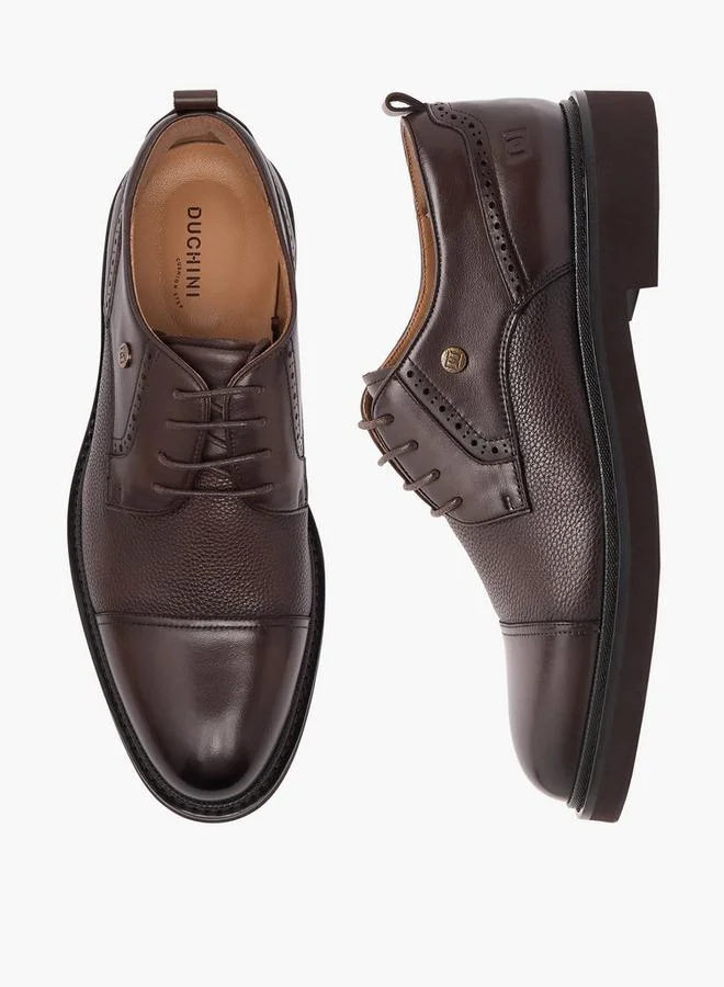 دوتشيني Men Leather Lace-Up Derby Shoes