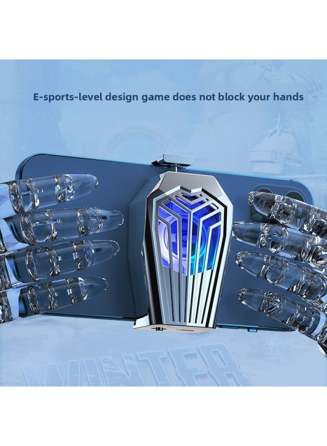 Mobile Phone Radiator Cooling Wireless Charging Back Clip Water Fan Game Must Be Suitable For Android Apple-Color:Air-cooled Ice [value-for-money Rechargeable Version] + 4 Exclusive Finger Cots - Quiet Black  - Image 4
