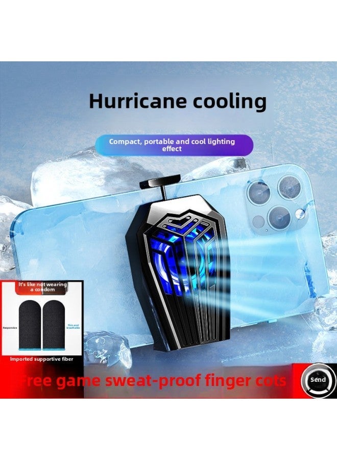 Mobile Phone Radiator Cooling Wireless Charging Back Clip Water Fan Game Must Be Suitable For Android Apple-Color:Air-cooled Ice [value-for-money Rechargeable Version] + 4 Exclusive Finger Cots - Quiet Black  - Image 2