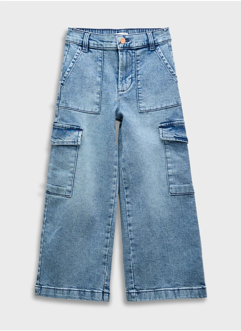 Ripples Girls Wide-Leg Cargo Pants