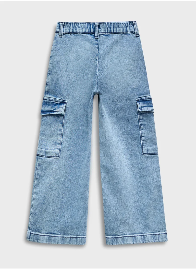 Ripples Girls Wide-Leg Cargo Pants