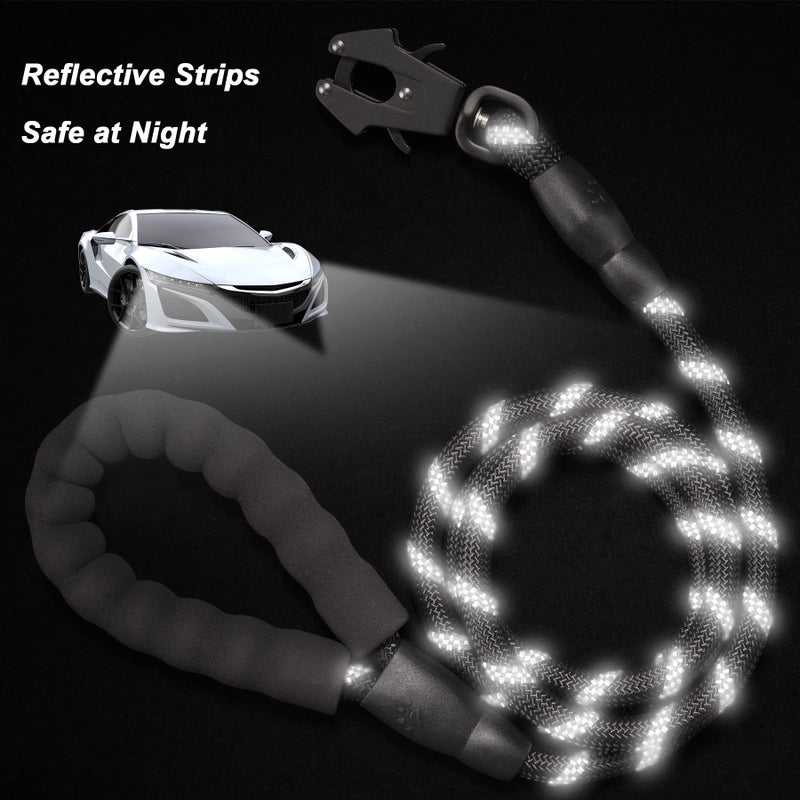 GEIT 2/4/5/6FT Dog Leash, Heavy Duty Rope Leashes, Reflective Nylon Pet Lead with Aluminum Quick Release/Locking Tactical Frog Clip for Small Medium and Large Dogs, Black, 1/2 inch - Image 5