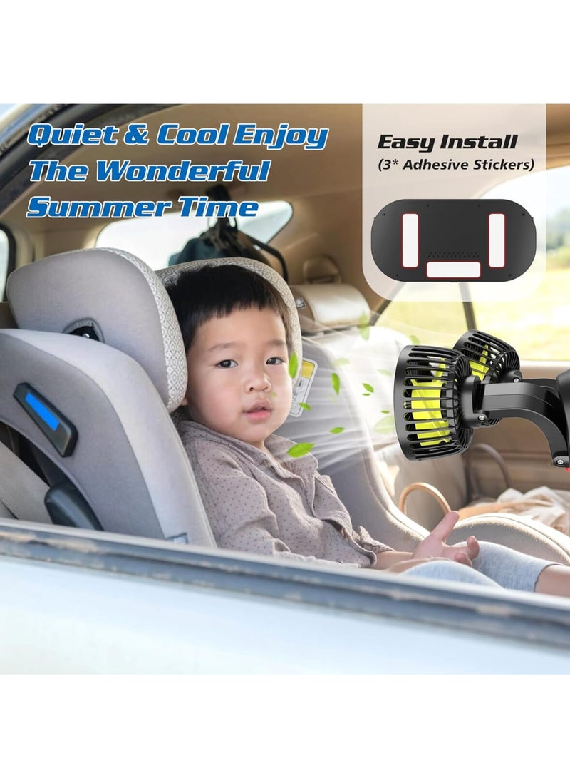 Genaric مروحة سيارة ١٢ فولت، مروحة تبريد محمولة للسيارة، رأس مزدوج، دوران ٣٦٠ درجة، مروحة كهربائية محمولة، سرعتان قابلتان للتعديل، مروحة تبريد للسيارة، مخرج يو اس بي ، مراوح قوية وهادئة للشاحنات وسيارات الدفع الرباعي والمركبات الترفيهية - Image 3
