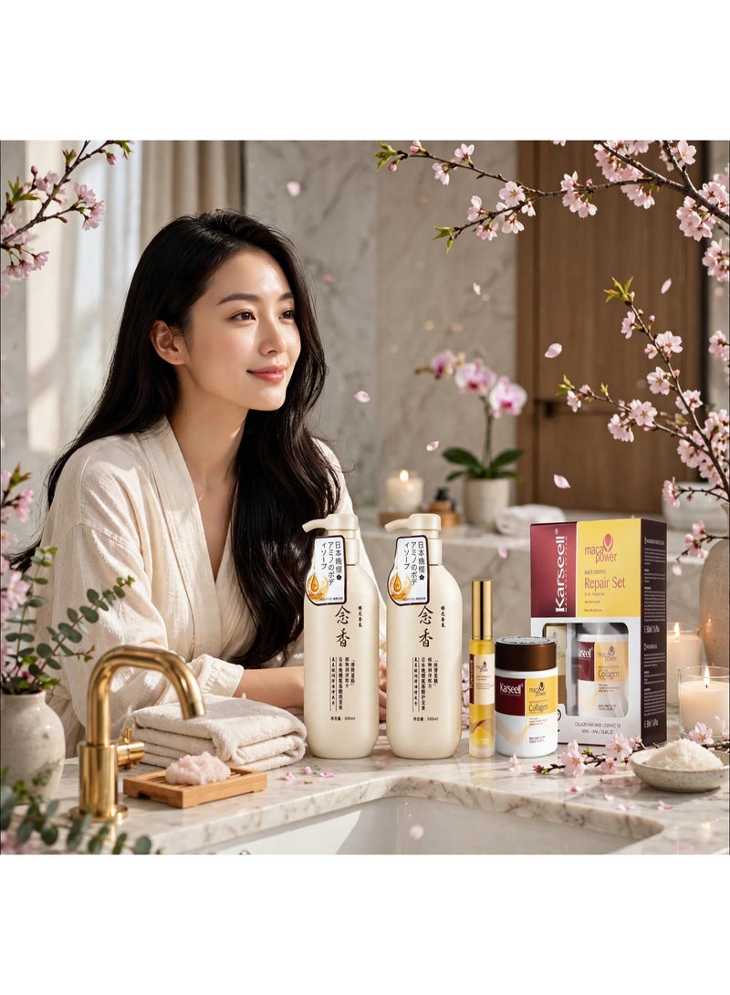 Karseell Nourishing Hair Care Collection – Shampoo, Conditioner, Hair Mask & Seru Pamper your hair with a convenient four-step routine combining cleansing, conditioning, intensive masking, and serum care to help maintain smoothness, softness, hydration, shine, and an effortlessly beautiful appearance. - Image 5