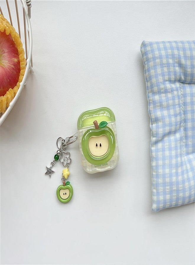 SGVAHY Airpods 4 Case with Keychain, Cute 3D Green Apple Green Pattern Soft Silicone Case for Women Girls Anti-Drop Shockproof Protective Case for Airpods 4a - Image 4