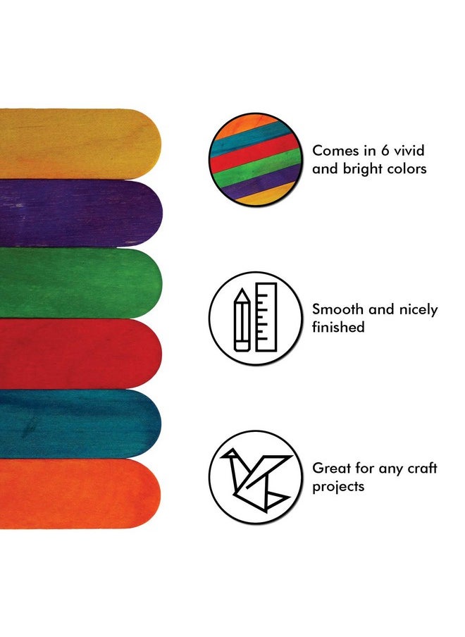 Millennial Essentials Colored Jumbo Craft Sticks Wood Craft Sticks 6 Inch (Pack Of 100)  - Image 2