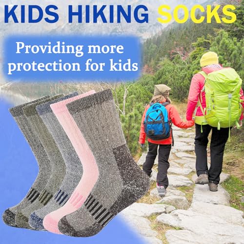 Hakugoo Kids Merino Wool Socks - Winter Warm for Boys Girls Toddler Hiking, Thick Thermal Snow Ski Crew Boot Socks (4-7 Years, Brown, 3 Pairs, S) - Image 4