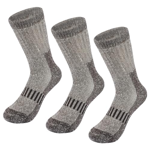 Hakugoo Kids Merino Wool Socks - Winter Warm for Boys Girls Toddler Hiking, Thick Thermal Snow Ski Crew Boot Socks (4-7 Years, Brown, 3 Pairs, S) - Image 1
