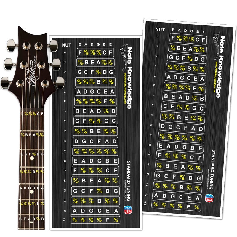 Note Knowledge Guitar Fretboard Note Map DecalsStickers for learning and Practicing Notes Chords and Scales on Electric and Acoustic Guitar