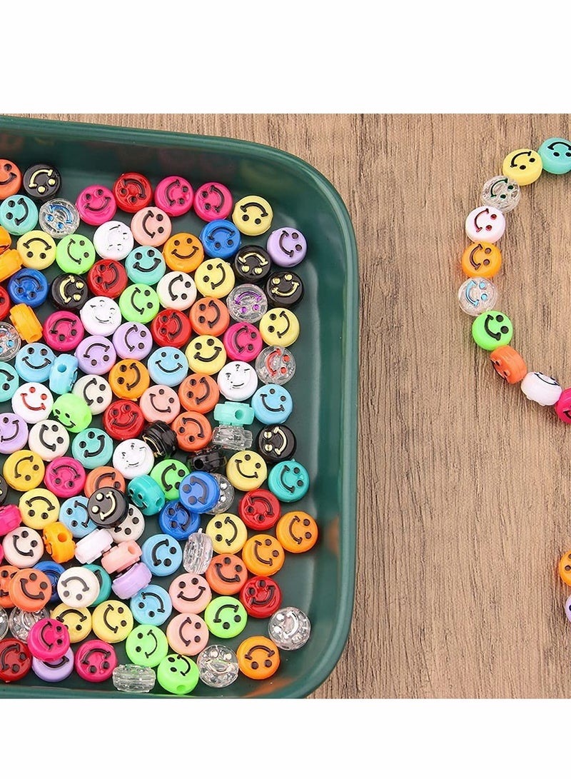 KASTWAVE Acrylic Smiley Face Beads, Colorful Round, With A Clear Elastic Thread, For DIY Jewelry Making, Bracelet Earring Necklace DIY Craft Supplies Hair Accessories (10mm, 200 Pack ) - Image 4