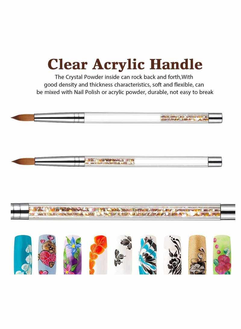 Excefore Acrylic Nail Brush, 6 Sable Hair Round Oval Professional Nail Art Painting Brush With Special Liquid Glitter Handle for Manicure Pedicure Application -1 Pcs - Image 2
