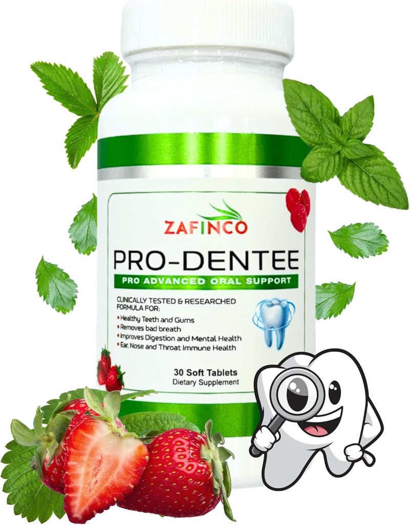 ZAFINCOPRODENTEE Teeth  Gums Health Advanced 35 Billion CFU OralDental Probiotics for Reduce Mouth Bad BreathEarNose  Throat HealthMint Flavored Soft Chewable Tablet 30 CountMade in USA - Image 1