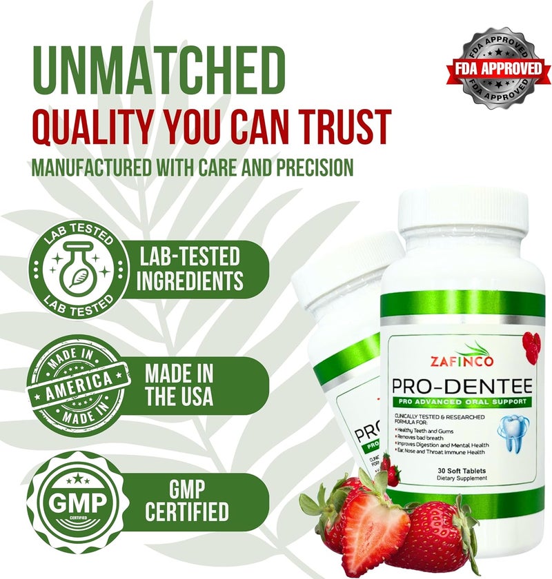 ZAFINCOPRODENTEE Teeth  Gums Health Advanced 35 Billion CFU OralDental Probiotics for Reduce Mouth Bad BreathEarNose  Throat HealthMint Flavored Soft Chewable Tablet 30 CountMade in USA - Image 2