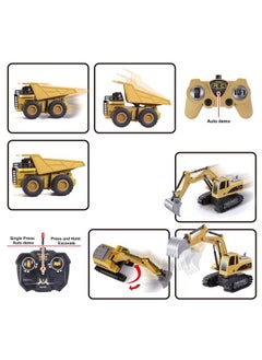 JOYIN 2 Pcs Remote Control Construction Vehicle Toy Set Frictionpowered Rc Excavator & Rc Dump Truck With Lights And Sounds For Imaginative Play Birthday Gifts For Toddlers Boys Girls  - Image 5