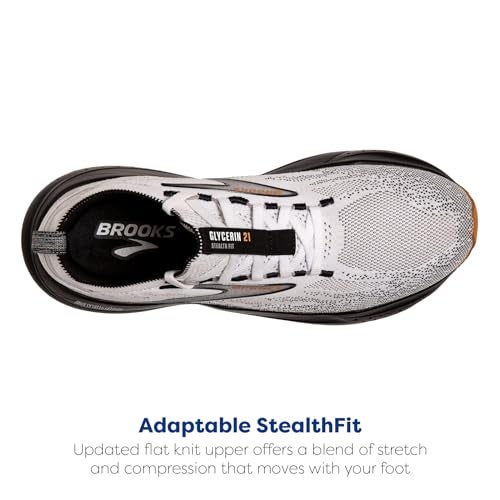 Brooks Men’s Glycerin Stealthfit 21 Neutral Running Shoe - White/Grey/Black - 12 Medium - Image 4